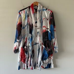 Ali Miles Tunic Top Artsy Art To Wear Boho Lagenlook Colorful Flowy Size Large